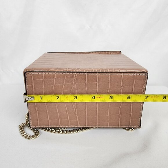 Topshop Meg Boxy Faux Leather Cross Embossed Crossbody Bag Gold Chain Handle - Picture 8 of 13